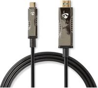 Nedis câble optique USB (actif) / USB-C™ mâle / HDMI™ mâle / 18 Gbps / 50.0 m / rond / PVC / noir / emballage carton