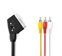 NEDIS Câble péritel commutable SCAR T mâle - 3 x RCA mâle, 2.0, noir