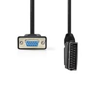 NEDIS Câble péritel - Fiche péritel - VGA femelle - Nickelé - 480p - 2 m - Rond - PVC - Noir - Étiquette