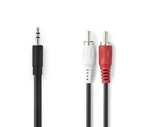Nedis Câble répartiteur audio jack 3,5 mm vers 2 RCA stéréo 2 m Noir