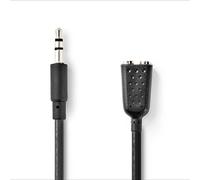 Nedis, Câble répartiteur audio prise jack stéréo 20cm 2 connecteurs de sortie, noir