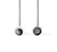 NEDIS Câble satellite et antenne - Fiche F - Fiche IEC (Coax) - Nickelé - 75 Ohm - Double blindage - 3 m - Rond - PVC - Blanc - Étiquette