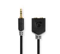 Nedis, Câble splitter audio 3,5mm mâle vers 2x femelles 0,2m, gris anthracite