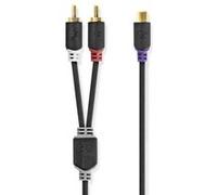 nedis câble subwoofer 2x rca mâles rca femelle 0.2 m anthracite G