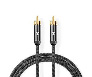 Nedis Câble subwoofer | RCA Mâle | RCA Mâle | Plaqué Or | 3.00 m | Rond | 4.5 mm | Anthracite/Gris Bronze | Boite de Couverture