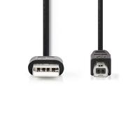 NEDIS Câble USB 2.0 - Connecteur USB-A - Connecteur USB-B - 480 Mbps - Nickelé - 2 m - Rond - PVC - Noir - Label