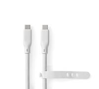 NEDIS Câble USB 3.2 Gen 2 | Connecteur USB-C™ | Connecteur USB-C™ | 240 W | 8K@30Hz | 20 Gbps | Nickelé | 1.00 m | Rond | Silicone | Blanc | Boîte
