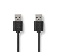 NEDIS Câble USB | USB 2.0 | Connecteur USB-A | Connecteur USB-A | 480 Mbps | Nickelé | 2.00 m | Rond | PVC | Noir | Crochet de suspension