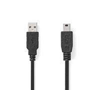 Nedis Câble USB CCGL60300BK50 USB 2.0 USB-A vers Mini-B 5 broches 480 Mbps nickelé 5 m Noir