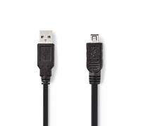 Nedis Câble USB / USB 2.0 / USB-A mâle / Mini 4-Pin mâle / 480 Mbps / Nickelé / 2.00 m / Rond / PVC / Noir / Sac plastique
