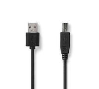 Nedis Câble USB | USB 2.0 | USB-A Mâle | USB-B Mâle | 480 Mbps | Plaqué nickel | 3.00 m | Rond | PVC | Noir | Cintre