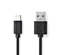 NEDIS Câble USB - USB 2.0 - USB-A Mâle - USB Type-C Mâle - 480 Mbps - Plaqué Nickel - 0.10 m | Rond | PVC | Noir | Sac en Plastique