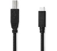 Nedis Câble USB USB 2.0 USB-C Mâle USB-B Mâle 480 Mbps Plaqué nickel 1.00 m Rond PVC Noir Label G