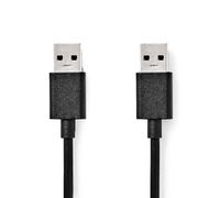 NEDIS Câble USB - USB 3.2 Gen 1 - Connecteur USB-A mâle - 5 Gbps - Nickelé - 2 m - Rond - PVC - Noir - Box