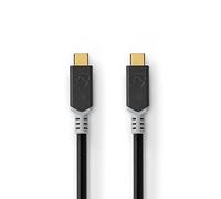 NEDIS Câble USB | USB 3.2 Gen 2x2 | USB Type-C? Mâle | USB Type-C? Mâle | 20 Gbps | 100 W | Plaqué Or | 1.00 m | Rond | PVC | Anthracite | Boite avec Fenêtre