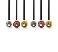 NEDIS Câble vidéo composite - 3 fiches RCA - 3 fiches RCA - Nickelé - 480p - 1,50 m - Rond - PVC - Noir - Étiquette
