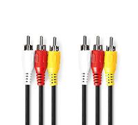 Nedis Câble vidéo Composite | 3X RCA mâle | 3X RCA mâle | Plaqué Nickel | 480p | 1.00 m | Rond | PVC | Noir | Sac en Plastique
