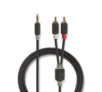 Câble audio stéréo 3,5 mm mâle - 2x rca mâles 5,0 m anthracite