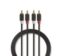 - Câble audio - RCA mâle pour RCA mâle - 1 m - anthracite - rond