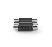 Nedis CAGB24952BK changeur de genre de câble 2 x RCA Noir, Acier inoxydable