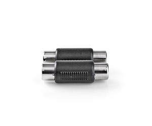 Nedis CAGB24952BK changeur de genre de câble 2 x RCA Noir, Acier inoxydable
