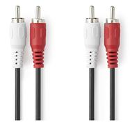 Nedis Câble audio stéréo CAGL24200BK20 – 2 m – 2 fiches RCA mâles nickelées – Noir