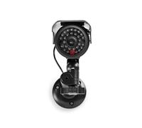 NEDIS Caméra de sécurité extérieure factice, LED Clignotante, Panneau Solaire Rechargeable, alimenté par Piles, Support Mural Inclus, Noir - 155 x 80 x 145 mm