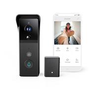 NEDIS Caméra de Sonnette vidéo Wi-FI Intelligente avec Carillon, 3 MP Full HD 1296p, sans Fil, alimentée par Batterie avec détecteur de Mouvement, Vision Nocturne et Audio bidirectionnel