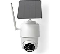 Nedis, caméra d'extérieur intelligente 1080p avec panneau solaire, WLAN, blanc