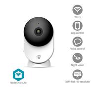 Nedis Caméra intérieure SmartLife Wi-Fi 3MP Full HD 1296p microSD (non inclus) / Onvif / Stockage dans le Cloud (facultatif) Avec capteur de mouvement Vision nocturne Blanc