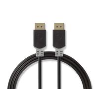 Nedis Câble DisplayPort mâle droit vers mâle droit 1.4 2 m moulé rond support 8K Gris anthracite