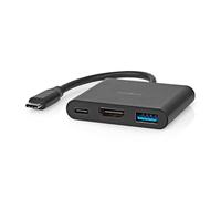 NEDIS Adaptateur USB 3.2 Gen 1 - Connecteur USB-C - Sortie HDMI - Prise USB-A - 5 Gbps - 0,10 m - Rond - Nickelé - PVC - Noir