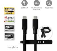 Nedis Ccgb64810Bk10 Usb Cable Usb 3.2 Gen 2 Usb-C&Trade ; Male Usb-C&Trade ; Male 240 W 8K@30Hz 20 Gbps Nickelé 1.00 M Round Silicone Black Box