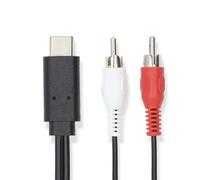 Nedis CCGL64240BK10 câble audio 1 m 2 x RCA USB Type-C Noir