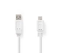 Nedis CCGP60410WT10 câble USB USB 2.0 1 m USB A Micro-USB B Blanc