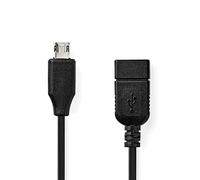 Nedis CCGP60515BK02 câble USB 0,2 m USB 2.0 USB A Micro-USB B Noir