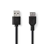 Valueline - Rallonge de câble USB - USB (F) pour USB (M) - 1.8 m - noir