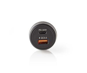 Nedis CCPD30W100BK chargeur d'appareils mobiles Smartphone Noir Allume-cigare Charge rapide Auto