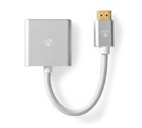 Nedis Cctb34900Al02 Adaptateur Vga Hdmi&Trade ; Connecteur Vga Femelle 15P Plaqué Or Droit Aluminium Argent Couvercle Fenêtre Boîte