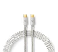 Nedis Cctb60800Al20 Usb 2.0 Cable For Sync, Charging And Av Support Usb-C&Trade ; Male To Usb-C&Trade ; Male 5A - 100W Gold-plated 2.0 M Round Braided Silver Cover Box With Window