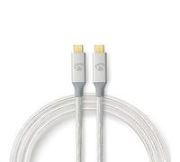 Nedis Câble USB‑C CCTB64020AL20 – USB4 Gen 2x2 24 broches (M–M) 2 m 5 A Argent