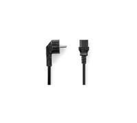 Nedis Câble d'alimentation IEC-320-C13 – Fiche contact de protection, coudé/droit, 2 m, noir