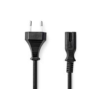 Nedis Cegl11040Bk50 Power Cable Euro Male Iec-320-C7 Straight Nickel Plated 5.00 M Flat PVC Black Label