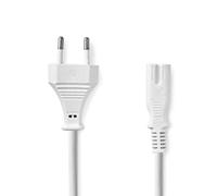 Nedis Cegl11040Wt20 Power Cable Euro Male Iec-320-C7 Straight Straight Nickel-plated 2.00 M Flat PVC White Label