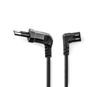 Nedis Cegl11055Bk50 Power Cable Euro Male Iec-320-C7 Angled Left Angled Nickel-plated 5.00 M Flat PVC Black Label