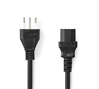 Nedis Cegl11300Bk20 Câble d'alimentation Italie mâle Iec-320-C13 droit nickelé 2,00 M rond PVC Black Label
