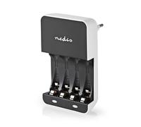 Nedis Chargeur de batterie NiMH AA / AAA | 1.2 VDC | 180.00 mA A | Maintien de charge | Euro / Type C (CEE 7/16) | Fonctions de sécurité : Protection contre l'inversion de polarité des batteries | Typ