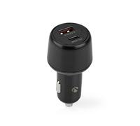 Nedis chargeur de voiture - 65 W - 2.0 / 3.0 / 3.25 A - nombre de sorties : 2 - Port Type : USB-A / USB-C - sélection automatique de la tension