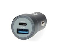 Nedis Chargeur de Voiture, Double Port 38 W, USB-C PD3.0 et USB-A QC3.0, PPS, Alimentation, sélection Automatique de la Tension, 12-24 V pour Voiture et Camion - Gris foncé