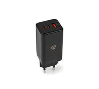 Nedis Chargeur Mural Universel GaN 65W - 2x USB-C (5-20V/3.25A) + 1x USB-A (5V/3A) - USB Power Delivery 3.0 - Secteur - Noir
